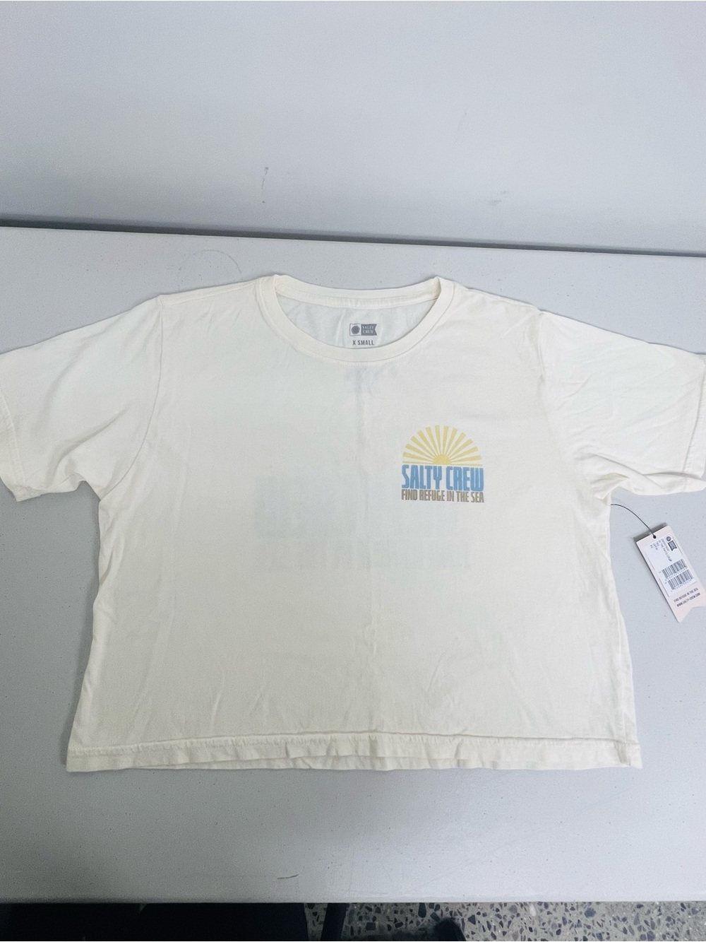 Salty Crew Kids' Cream Short-Sleeve Tee with Yellow & Blue Sun Graphic